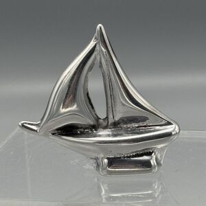 Hoselton Cast Aluminum Sailboat Figurine Canada No. 690 Signed Nautical Vtg